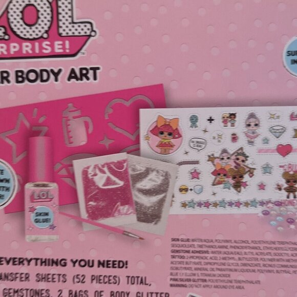 NWT LOL Surprise! Glitter Body Art Pink L.O.L. Dolls Crafts Tattoos Dress Up NEW - Picture 7 of 9